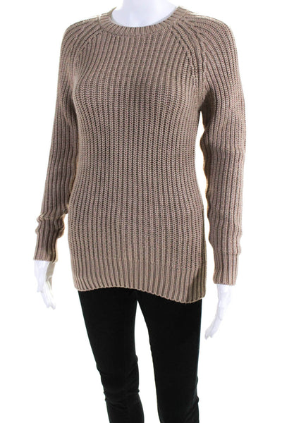 Michael Michael Kors Womens Cotton Thick-Knit Long Sleeve Sweater Brown Size 2XS