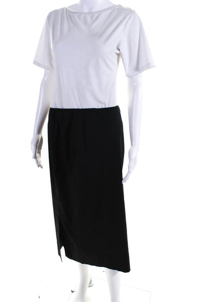 Lafayette 148 New York Womens Cotton Blend Knee Length Pencil Skirt Black Size 6