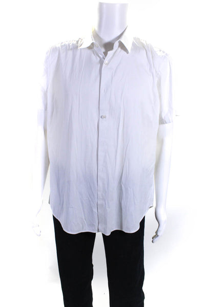 Theory Men's Cotton Blend Short Sleeve Button Down Shirt White Size XL
