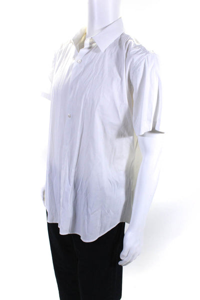 Theory Men's Cotton Blend Short Sleeve Button Down Shirt White Size XL