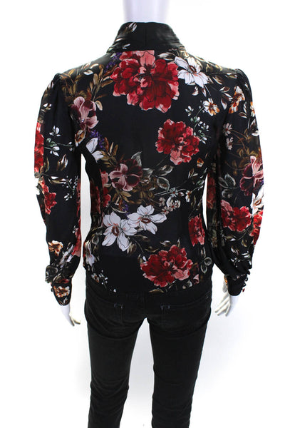 Nicholas Women's Silk Floral Print Long Sleeve Collar Blouse Multicolor Size 0