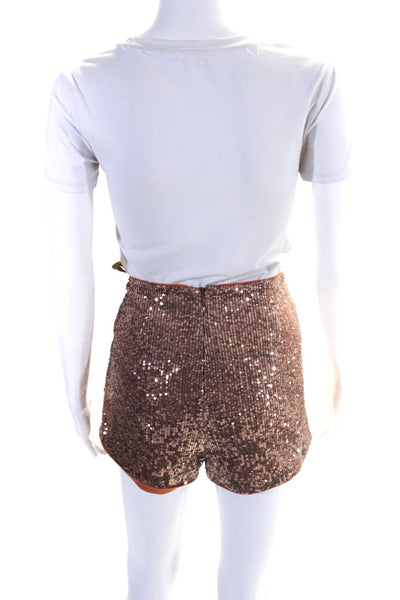 Tularosa Womens Embroidered Sequined Textured Layer Wrapped Skort Bronze Size S