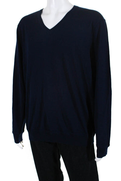 Polo Golf Ralph Lauren Mens Knit V-Neck Long Sleeve Sweater Navy Blue Size XL