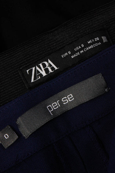Per Se Zara Womens Flat Front Slim Straight Pants Blue Black Size 0 S Lot 2