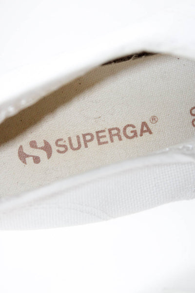 Superga Womens Canvas Low Top Lace Up Fashion Platform Sneakers White Size 9