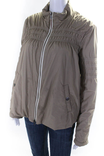 Free People Women's Full Zip Long Sleeves Pockets Jacket Brown Size S