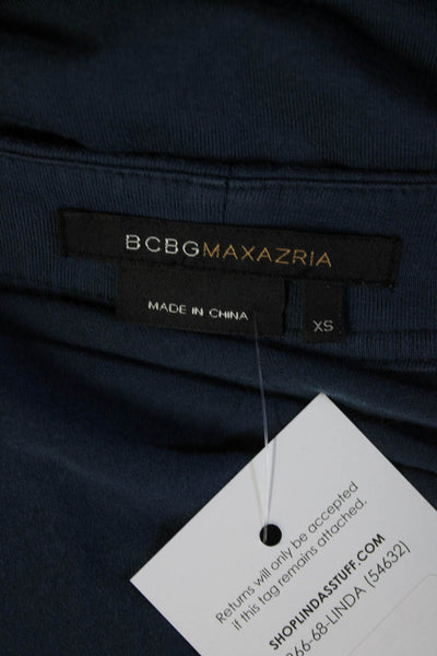 BCBGMaxazria Women's Short Sleeve Knee Length Wrap Dress Blue Size XS