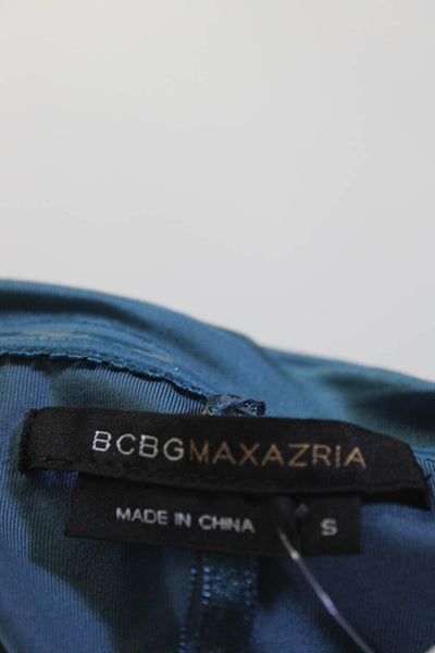BCBGMaxazria Women's Strapless Pleated Bubble Hem Dress Blue Size S