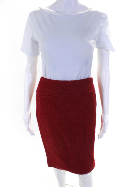Moulinette Soeurs Anthropologie Womens Back Zip Knee Length Pencil Skirt Red 0