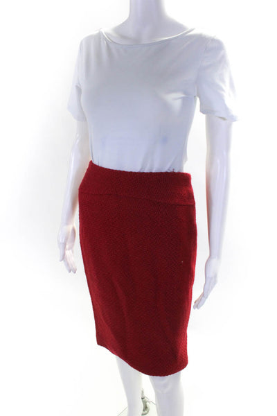 Moulinette Soeurs Anthropologie Womens Back Zip Knee Length Pencil Skirt Red 0