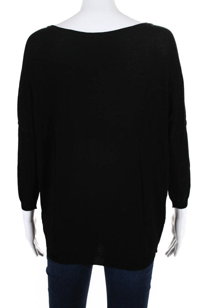 Stefano Mortari Womens 3/4 Sleeve Scoop Neck Knit Shirt Black Size IT 40