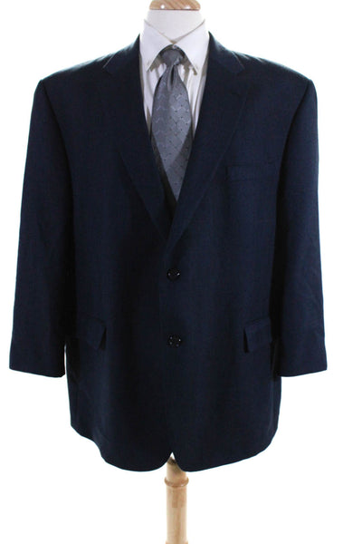 Joseph & Feiss Mens Plaid Two Button Blazer Jacket Blue Size EUR 50 Regular