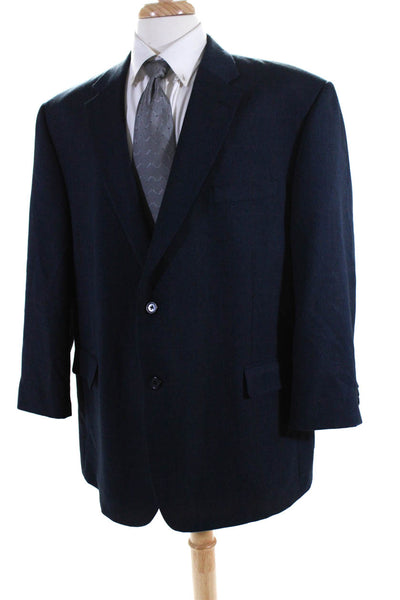 Joseph & Feiss Mens Plaid Two Button Blazer Jacket Blue Size EUR 50 Regular
