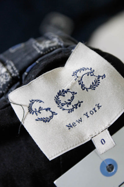 Sea Womens Silk Crepe Medallion Drawstring Waist Mini Shorts Navy Blue Size 0