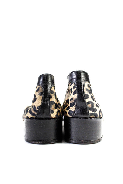 Taryn Rose Womens Leopard Print Low Heeled Ribbon Flats Brown Black Size 8.5