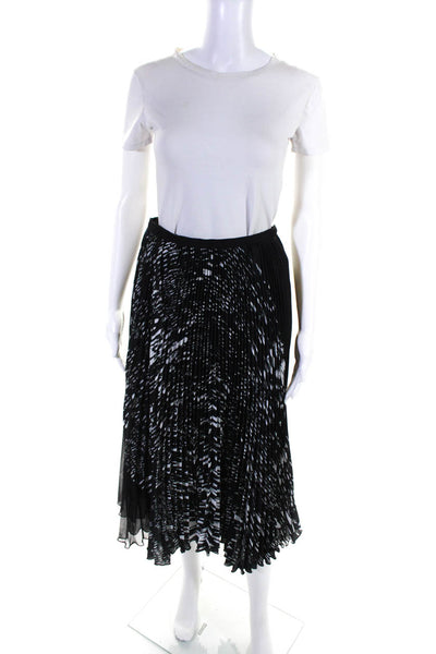 Timo Weiland Womens Spotted Pleated Zippered Lined Midi Skirt Black White Size 6