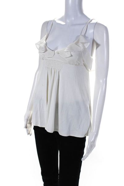 Cynthia Cynthia Steffe Womens Sheer Ruffled Silk Knit Top White Size Small