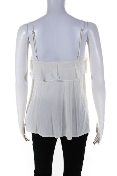 Cynthia Cynthia Steffe Womens Sheer Ruffled Silk Knit Top White Size Small