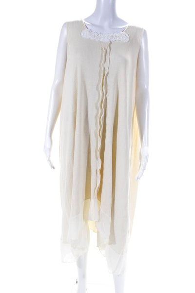 Lee Andersen Womens Applique Neckline Sleeveless Dress White Size 3X