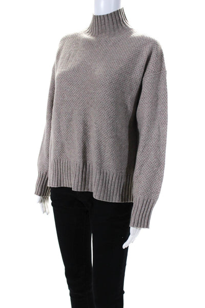 Everlane Womens Heathered Sand The Cashmere Stroopwafel Turtleneck  Size S