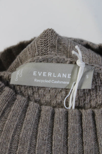 Everlane Womens Heathered Sand The Cashmere Stroopwafel Turtleneck  Size S