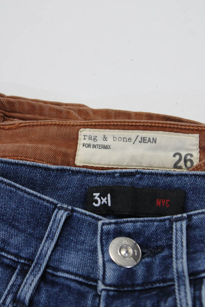 3x1 NYC Rag & Bone Jean Womens Slim Straight Jeans Blue Brown Size 25 26 Lot 2