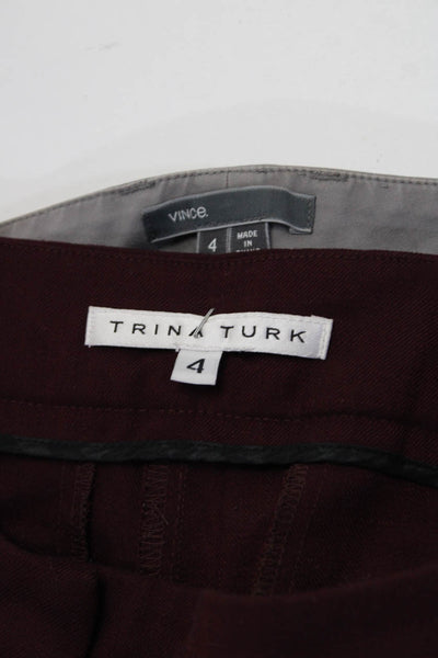 Trina Turk Vince Womens Slim Skinny Pleated Front Pants Red Gray Size 4 Lot 2