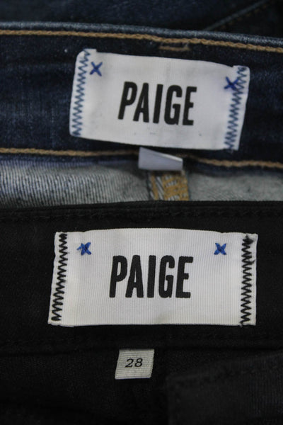 Paige Womens Cotton Buttoned Fringe Hem Skinny Jeans Pants Blue Size 27 28 Lot 2