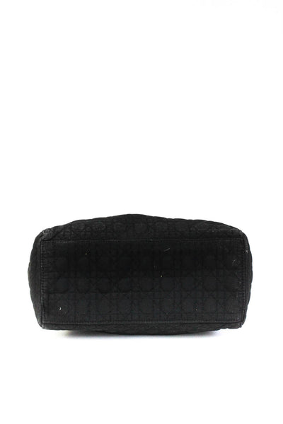 Christian Dior Womens Quilted Nylon Lady Dior Bag Small Black Tote Bag Handbag