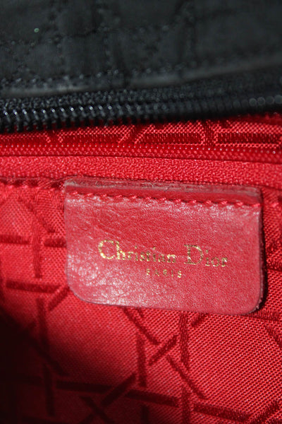 Christian Dior Womens Quilted Nylon Lady Dior Bag Small Black Tote Bag Handbag