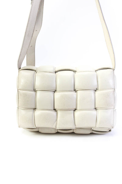 Bottega Veneta Womens Leather Padded Cassette Off White Medium Crossbody Handbag