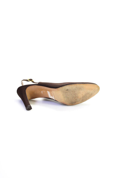Salvatore Ferragamo Womens Ankle Buckled Slingbacks Block Heels Brown Size 7.5