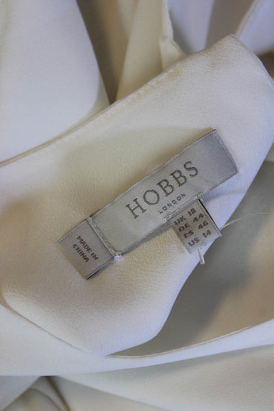 Hobbs London Womens Boat Neck Long Pleated Bell Sleeved Blouse White Size 14