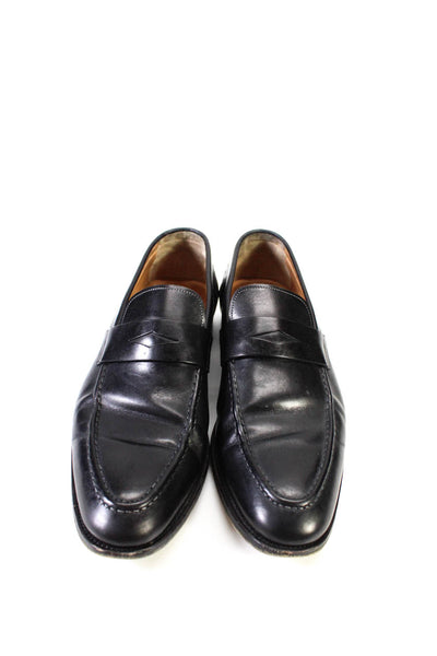 Santoni Men's Leather Casual Slip On Penny Loafers Black Size 9.5