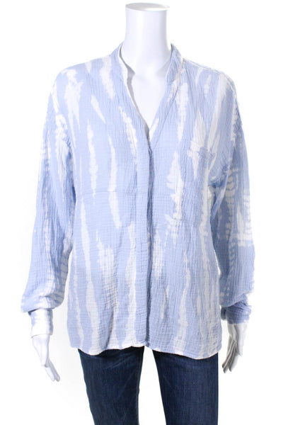 YFB Women's Cotton Tie Dye Long Sleeve Button Down Shirt Blue Size S