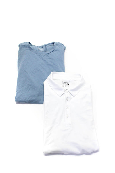 J Crew Women's Polo Shirt Crewneck T-Shirt Blue White Size L Lot 2