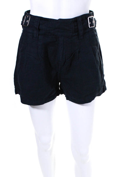 Current/Elliot Women's Double Buckle Pleated Mini Shorts Blue Size 25