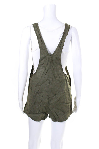 WeWoreWhat Women's Linen Overall Shorts Army Green Size XS