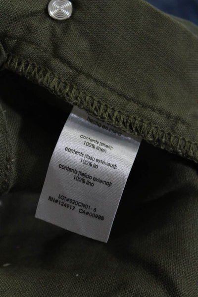 WeWoreWhat Women's Linen Overall Shorts Army Green Size XS