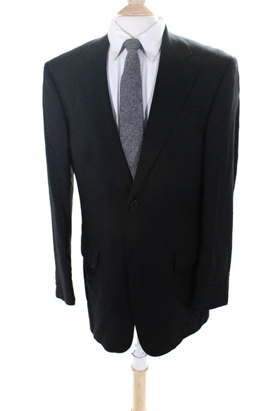 Oscar de la Renta Men's Wool Two Button Fully Lined Blazer Black Size 40L W34