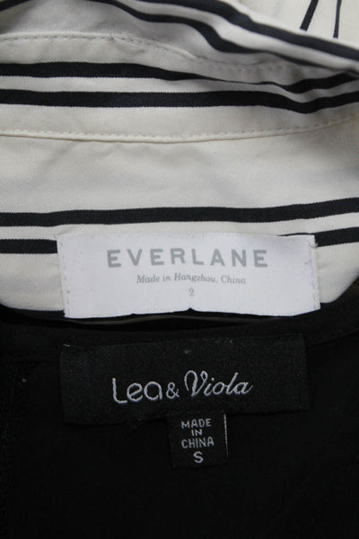 Everlane Lea & Viola Women's Silk Striped Button Down Blouse White Size 2 S, Lot