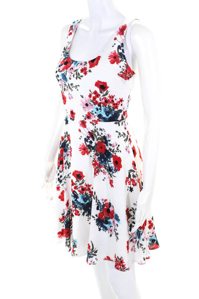 Cupcakes and Cashmere Women's Scoop Neck Floral Print A-Line Dress White Size 2