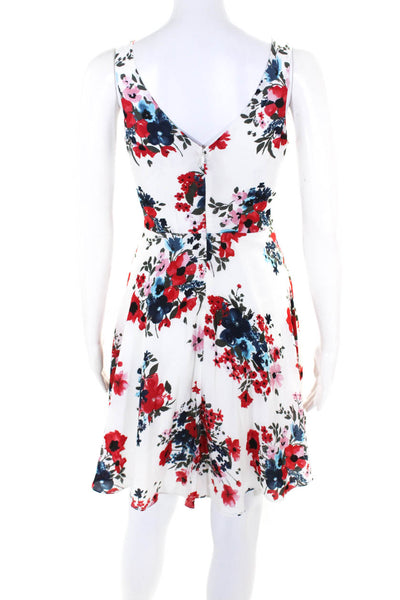 Cupcakes and Cashmere Women's Scoop Neck Floral Print A-Line Dress White Size 2