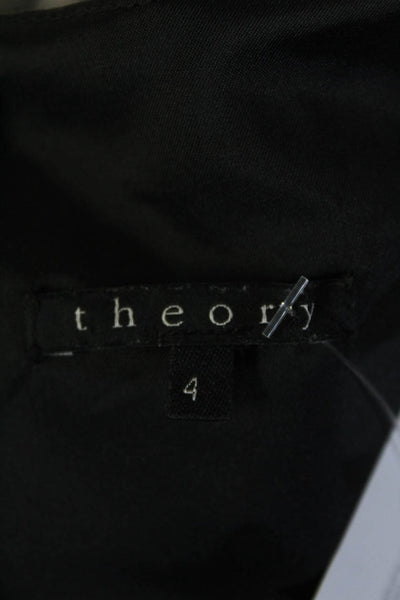 Theory Womens Darted Pleated Side Zip Sleeveless A-Line Midi Dress Black Size 4