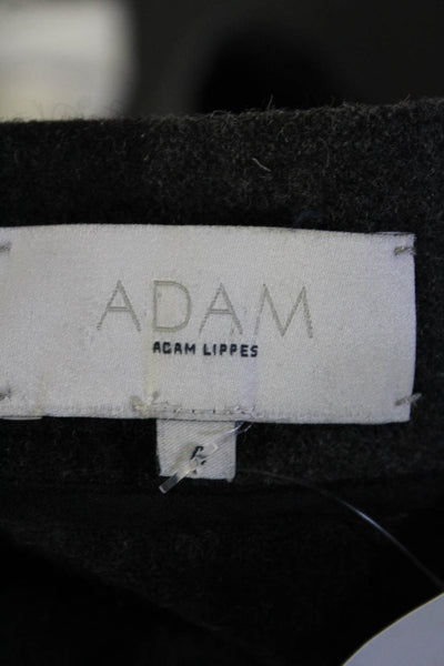 Adam Womens Wool Check Print Side Zipped Ruffle Pleated A-Line Skirt Gray Size 4