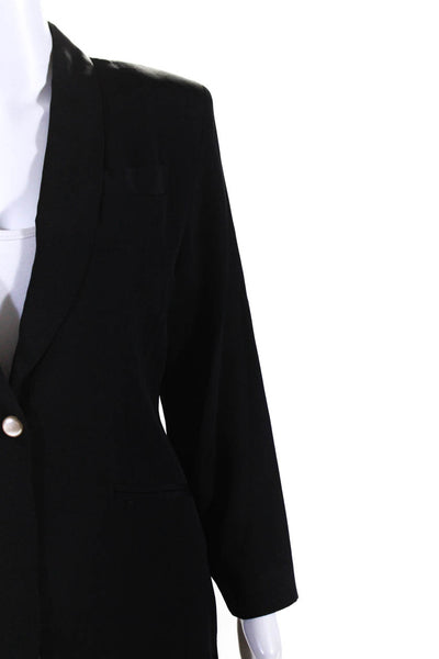Laundry Womens Single Button Collared V Neck Blazer Jacket Black Size 2