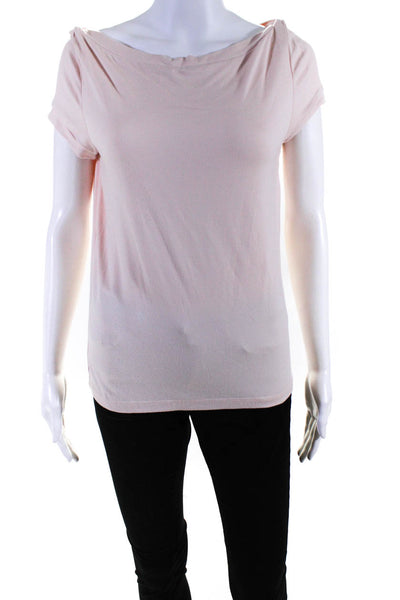 Laundry by Shelli Segal Womens Short Sleeve Scoop Neck Tee Shirt Beige Large