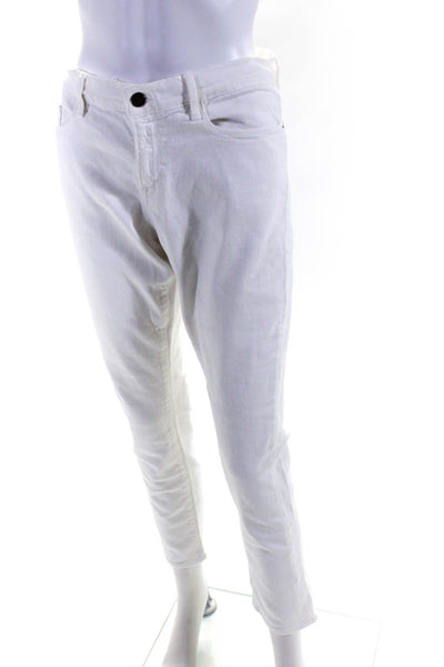 Frame Denim Womens Zipper Fly High Rise Garcon Skinny Jeans White Size 30