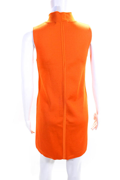 Toccin Womens Sleeveless Mock Neck Cut Out Knit Shift Dress Orange Size Small