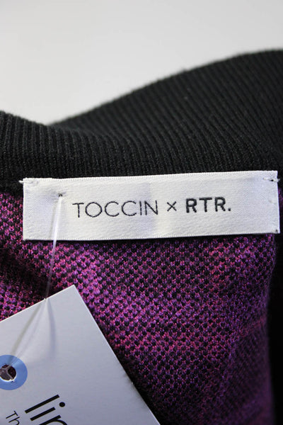 Toccin x RTR Womens Plaid Knit Knee Length Pencil Skirt Black Pink Size Small